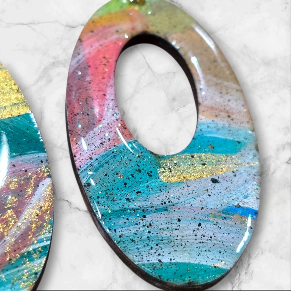 Hand Crafted Handmade Earrings Wood Boho Casual Everyday Oval E009 - Picture 4 of 5